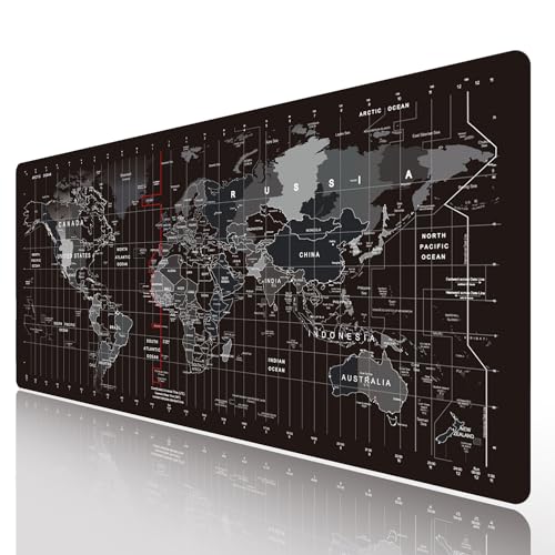 HGWALP Große Gaming Mouse Pad Schwarz Weltkarte Mouse Pad mit Anti-Rutsch Gummibasis, erweiterte XXL Lange Tastatur Pad Big Mouse Pads für Schreibtisch, 31.5 X 11.8 Zoll HGWALP Große Gaming Mouse Pad Schwarz Weltkarte Mouse Pad mit Anti-Rutsch Gummibasis, erweiterte XXL Lange Tastatur Pad Big Mouse Pads für Schreibtisch, 31.5 X 11.8 Zoll von HGWALP