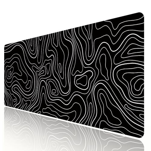 HGWALP Großes Gaming TOPO Mouse Pad Schwarz und Weiß Topographic Mouse Pad mit Anti-Rutsch Gummibasis, erweiterte XXL Lange Tastatur Pad Big Mouse Pads für Schreibtisch, 31.5 X 11.8 Zoll HGWALP Großes Gaming TOPO Mouse Pad Schwarz und Weiß Topographic Mouse Pad mit Anti-Rutsch Gummibasis, erweiterte XXL Lange Tastatur Pad Big Mouse Pads für Schreibtisch, 31.5 X 11.8 Zoll von HGWALP