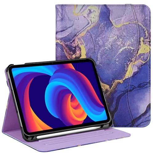 HGWALP Schutz Hülle für iPad (A16) 11th Generation 11 Zoll (2025) & iPad 10th Generation 10.9 Zoll (2022), Multi-Angle Viewing Ständer Cover mit Stylus Halter &Tasche,Marmor Lila von HGWALP