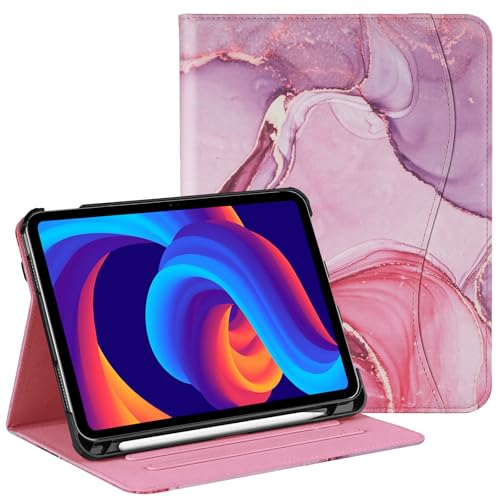 HGWALP Schutz Hülle für iPad (A16) 11th Generation 11 Zoll (2025) & iPad 10th Generation 10.9 Zoll (2022), Multi-Angle Viewing Ständer Cover mit Stylus Halter &Tasche,Marmor Rosa von HGWALP