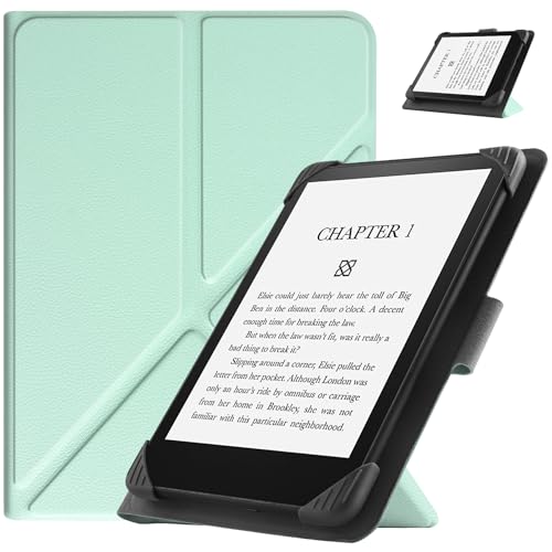 HGWALP Universal Hülle für 6.8 Zoll 7 Zoll eBook Reader, Slim PU Folio Hülle Cover mit Ständer für 6.8" 7" Paperwhite E-Readers-Green von HGWALP