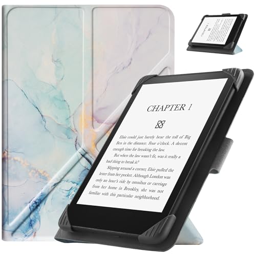 HGWALP Universal Hülle für 6.8 Zoll 7 Zoll eBook Reader, Slim PU Folio Hülle Cover mit Ständer für 6.8" 7" Paperwhite E-Readers-Marble Blue von HGWALP