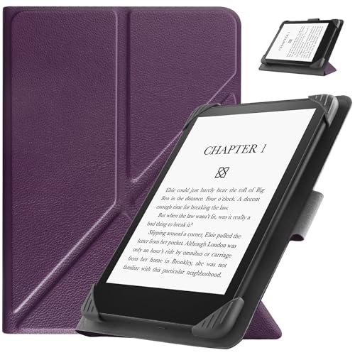 HGWALP Universal Hülle für 6.8 Zoll 7 Zoll eBook Reader, Slim PU Folio Hülle Cover mit Ständer für 6.8" 7" Paperwhite E-Readers-Purple von HGWALP