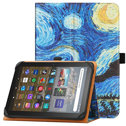 HGWALP Universal Hülle für 7 Zoll 8 Zoll Tablet,Stand Folio Universal Tablet Case Schutzhülle für 7" 8" Touchscreen Tablet, mit verstellbarem Befestigungsband und Ständer-Starry Sky von HGWALP