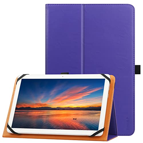 HGWALP Universal Hülle für 9 Zoll 10 Zoll Tablet, Ständer Folio Universal Tablet Hülle Schutzhülle für 9 Zoll 10,1 Zoll Touchscreen Tablet, mit verstellbarem Silikonband und Ständer-Purple von HGWALP
