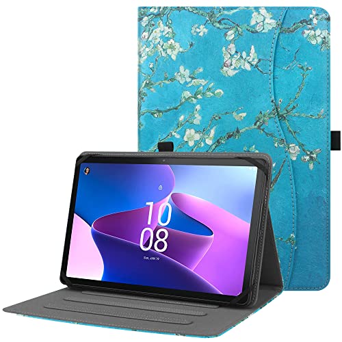 HGWALP Universal Hülle für 9 Zoll-10.5 Zoll Tablet,Multi-Viewing Angles PU Leder Stand Folio Hülle mit Handschlaufe für 9" 10.1" 10.5" Touchscreen Tablet,mit verstellbarem Silikon Band-AF von HGWALP
