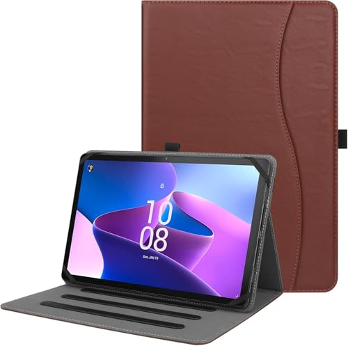 HGWALP Universal Hülle für 9",9.7",10.1",10.2",10.5",10.9",11" Zoll Tablet,Multi-Viewing Angles PU Leder Stand Folio Hülle mit Handschlaufe für 9-11 Zoll Tablet,mit verstellbarem Silikon Band-Brown HGWALP Universal Hülle für 9",9.7",10.1",10.2",10.5",10.9",11" Zoll Tablet,Multi-Viewing Angles PU Leder Stand Folio Hülle mit Handschlaufe für 9-11 Zoll Tablet,mit verstellbarem Silikon Band-Brown von HGWALP