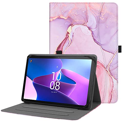 HGWALP Universal Hülle für 9 Zoll-10.5 Zoll Tablet,Multi-Viewing Angles PU Leder Stand Folio Hülle mit Handschlaufe für 9" 10.1" 10.5" Touchscreen Tablet,mit verstellbarem Silikon Band-MBP von HGWALP