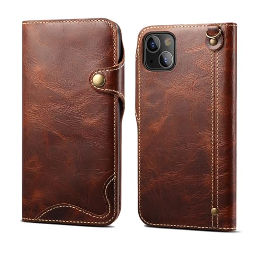 HHBYLEEE- Für iPhone 14 13 12 11 XS MAX XR 8 7 Plus Luxus Vintage Ledertasche Flip Wallet Card Business Handytasche(Farbe:braun Größe:Für iPhone X XS) von HHBYLEEE