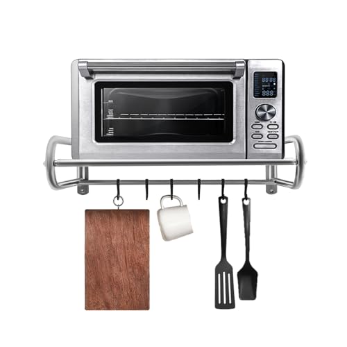 Mikrowellenregal Wandmontage Mikrowellenherd Edelstahl Mikrowellenherd Regal Wandmontage Küchenregal Küchenregal 6 Haken Küchenregal Halter Organisator für Häuser und Restaurants von HHEMSTD