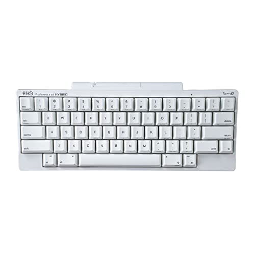 HHKB Professional Hybrid Type-S Snow Tastatur, Weiß, Kabellose mechanische 60% kompakte Tastatur, tragbare, geräuschlose Tastenschalter, Bluetooth und USB-C, Bedruckte Tastenkappe von HHKB