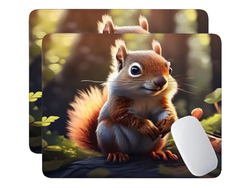 2 Pack Mauspad, Mousepad Eichhörnchen, Mousepads mit Vernähte Kanten, 180x230 mm Mouse Pad mit Anti-Rutsch-Gummiboden,wasserdichte Verschleißfest Strapazierfähig Mauspads, Gaming Mousepad S-902 von HHQGOUYG