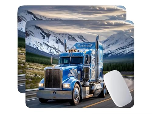 Mauspad, 2 Pack Mousepad 300x250x3 mm, wasserdichte Gaming Mauspad Mausmatte mit vernähte Kanten, rutschfeste Gummiunterseite, Glatte Oberflächen, Geeignet für Computer, Laptop und PC (LKW) E-539 von HHQGOUYG