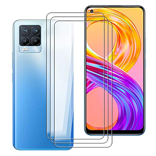 HHUAN - 3 Pack Gehärtetes Glas für Realme 8 RMX3085, 9H Härtegrad Anti Kratzen Tempered Glass Folie Display schutzfolie Film für Realme 8 RMX3085 (6.40") von HHUAN