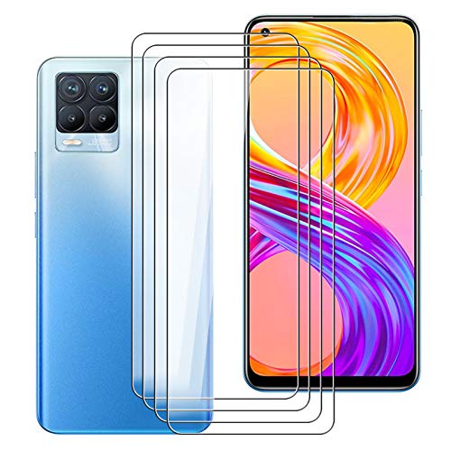HHUAN - 4 Pack Gehärtetes Glas für Realme 8 RMX3085, 9H Härtegrad Anti Kratzen Tempered Glass Folie Display schutzfolie Film für Realme 8 RMX3085 (6.40") von HHUAN