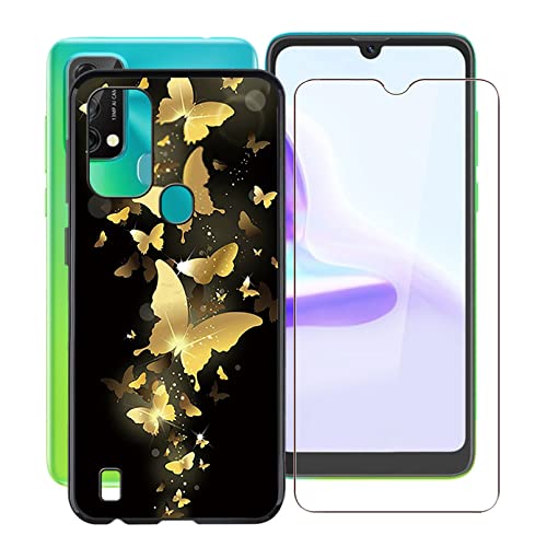 HHUAN Handyhülle Hülle für Blackview A50 (6.09") + 1 Stück Schutzfolie, Schwarz Weiche Silikon TPU Bumper Kratzfest Cover Schutzhülle + Gehärtetem Glasfolie für Blackview A50 - WMA30 von HHUAN