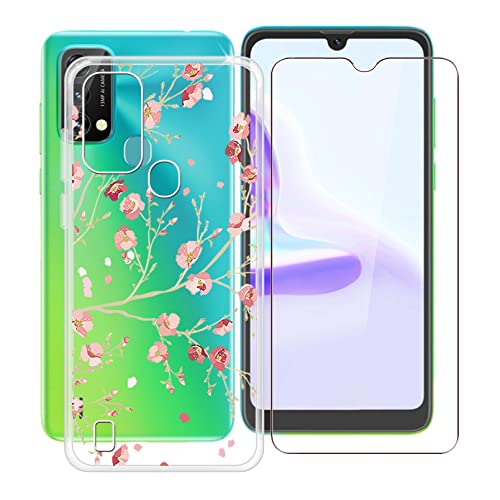 HHUAN Handyhülle Hülle für Blackview A50 (6.09") + Gehärtetem Glasfolie, Ultradünn Transparent TPU Silikon Bumper Tasche Schutzhülle + Display Schutzfolie für Blackview A50 - WM84 von HHUAN