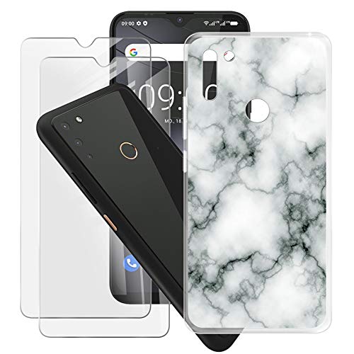 HHUAN Hülle + 2 Stück Gehärtetes Glas, für Gigaset GS4 (6.30") HD Displayschutzfolie und Transparent Weiche Silikon TPU Bumper Schutzhülle Case Cover - WM73 von HHUAN
