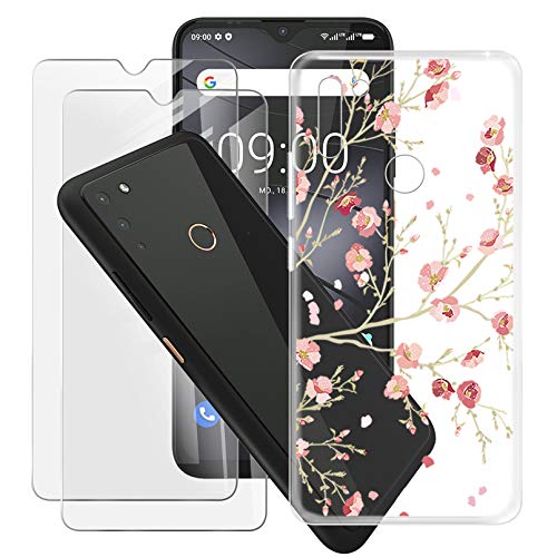 HHUAN Hülle + 2 Stück Gehärtetes Glas, für Gigaset GS4 (6.30") HD Displayschutzfolie und Transparent Weiche Silikon TPU Bumper Schutzhülle Case Cover - WM84 von HHUAN