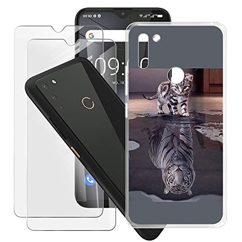 HHUAN Hülle + 2 Stück Gehärtetes Glas, für Gigaset GS4 (6.30") HD Displayschutzfolie und Transparent Weiche Silikon TPU Bumper Schutzhülle Case Cover - WMA8 von HHUAN