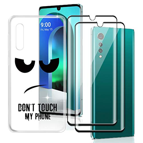 HHUAN Hülle + 2 Stück Gehärtetes Glas, für LG Velvet 5G (6.8") HD Displayschutzfolie und Transparent Weiche Silikon TPU Bumper Schutzhülle Case Cover - DUO5 von HHUAN