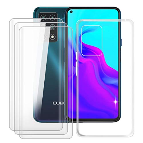 HHUAN Hülle + 3 Stück Gehärtetes Glas, für Cubot X30 (6.4") HD Displayschutzfolie und Transparent Weiche Silikon TPU Bumper Schutzhülle Case Cover - Clear von HHUAN