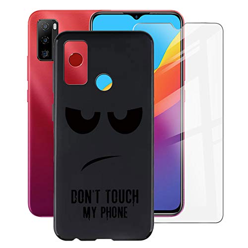 HHUAN Hülle + Gehärtetem Glasfolie für Ulefone Note 10 (6.52"), HD Displayschutzfolie und Ultradünne Schwarz Weiche Silikon TPU Bumper Schutzhülle, [stoß- und Kratzfest] Cover Case - DUO5 von HHUAN