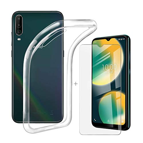 HHUAN Hülle + HD Gehärtetes Glas für Wiko View4 (6.52"), Displayschutzfolie und Weiche Transparent Silikon Schale TPU Schutzhülle Cover Case - Transparent von HHUAN