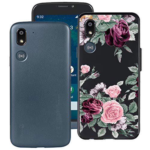 HHUAN Hülle Schwarz für Doro 8050, Weiche Silikon Stoßfest Handyhülle Case Tasche Schale Bumper TPU Schutzhülle Cover für Doro 8050 (5.45") - Rote Rose von HHUAN