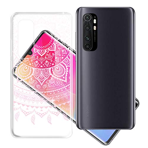HHUAN Hülle Transparent für Xiaomi Mi Note 10 Lite, Weiche Silikon Stoßfest Handyhülle Case Tasche Schale Bumper TPU Schutzhülle Cover für Xiaomi Mi Note 10 Lite (6.47") - Pulver Mandala von HHUAN