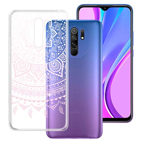 HHUAN Hülle Transparent für Xiaomi Redmi 9, Weiche Silikon Stoßfest Handyhülle Case Tasche Schale Bumper TPU Schutzhülle Cover für Xiaomi Redmi 9 (6.53") - Pulver Mandala von HHUAN