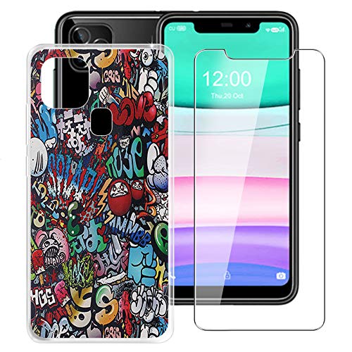 HHUAN Hülle für Oukitel C22 Pro (5.86") mit Gehärtetes Glas aus gehärtetem Glas, Anti-Vergilbung Transparent Schutzhülle Weiche Silikon TPU Bumper Stoßfest Case Cover - WMA24 von HHUAN