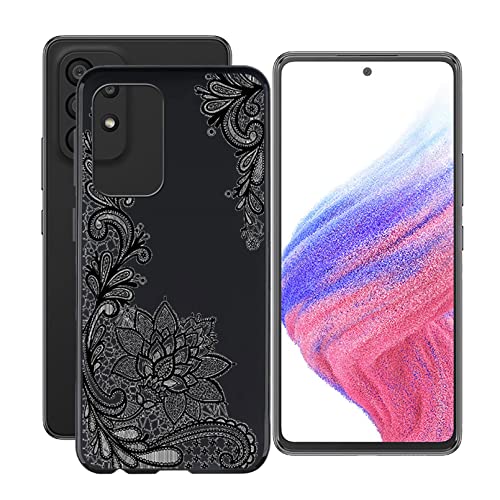 HHUAN Hülle für Samsung Galaxy A53 5G (6.5"), Ultradünne Tasche Case Schwarze Weiche Silikon Anti-Kratzen Schutzhülle, TPU Bumper Cover Handyhülle für Samsung Galaxy A53 5G - WM108 von HHUAN