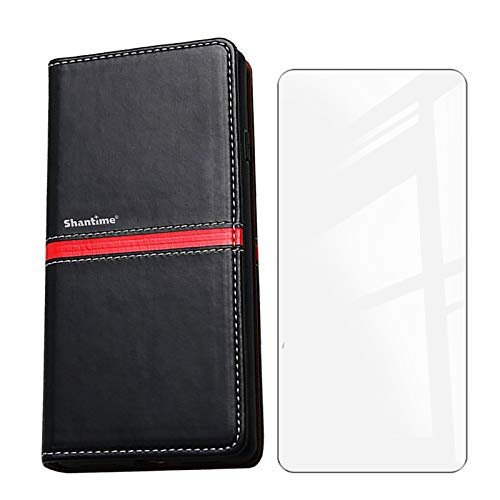 HHUAN Hülle für Ulefone Note 10 (6.52") + Gehärtetem Glasfolie Displayschutzfolie, Flip Leder Handyhülle Cover mit [Kartenfach] [Standfunktion] Schutzhülle Case - Black von HHUAN