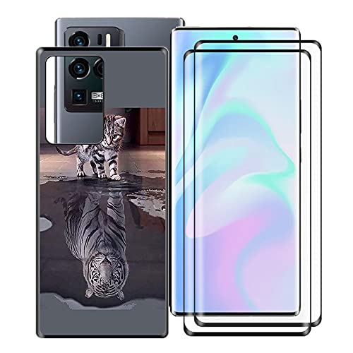 HHUAN Hülle für ZTE Axon 30 Ultra 5G (6.67") + 2 Stück Gehärtetem Glasfolie, Schwarze Handyhülle Weichem Silikon, Stoßfeste TPU Bumper Schutzhülle für ZTE Axon 30 Ultra 5G - WMA8 von HHUAN