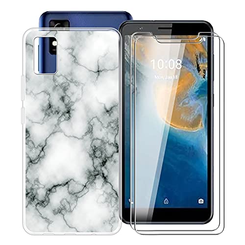 HHUAN Hülle für ZTE Blade A31 (5.45") + 2 Stück Gehärtetes Glas, Hülle Schutzhülle Transparent Silikon TPU Cover Bumper + Gehärtetes Glas Film für ZTE Blade A31 - WM73 von HHUAN