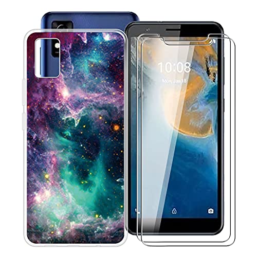 HHUAN Hülle für ZTE Blade A31 (5.45") + 2 Stück Gehärtetes Glas, Hülle Schutzhülle Transparent Silikon TPU Cover Bumper + Gehärtetes Glas Film für ZTE Blade A31 - WMA33 von HHUAN