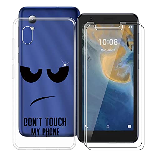 HHUAN Hülle für ZTE Blade A31 Lite (5.00") + 2 Stück Gehärtetes Glas, Hülle Schutzhülle Transparent Silikon TPU Cover Bumper + Gehärtetes Glas Film für ZTE Blade A31 Lite - DUO5 von HHUAN