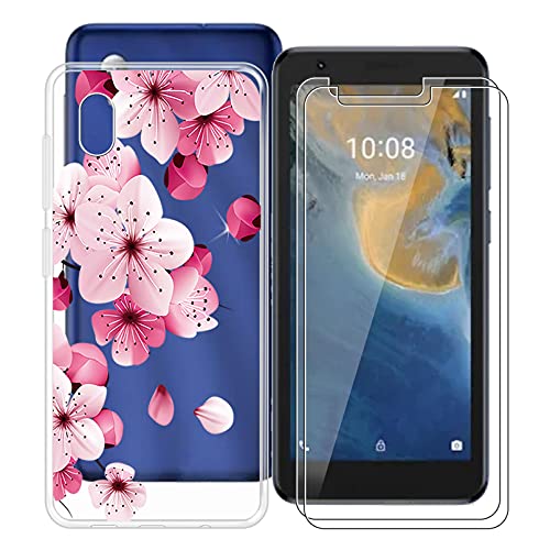 HHUAN Hülle für ZTE Blade A31 Lite (5.00") + 2 Stück Gehärtetes Glas, Hülle Schutzhülle Transparent Silikon TPU Cover Bumper + Gehärtetes Glas Film für ZTE Blade A31 Lite - WM113 von HHUAN