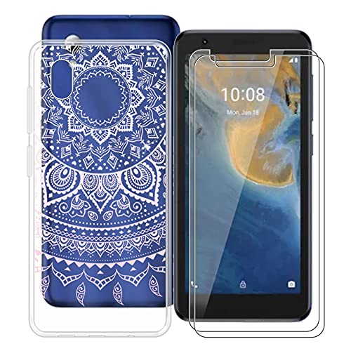 HHUAN Hülle für ZTE Blade A31 Lite (5.00") + 2 Stück Gehärtetes Glas, Hülle Schutzhülle Transparent Silikon TPU Cover Bumper + Gehärtetes Glas Film für ZTE Blade A31 Lite - WM86 von HHUAN