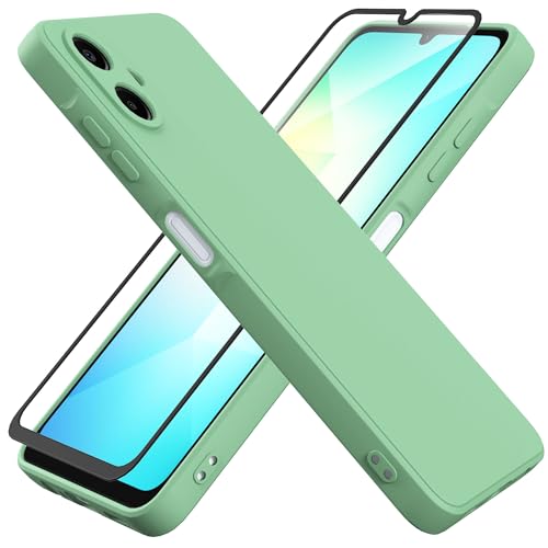 HHUIWIND Hülle Kompatibel mit Samsung Galaxy A06 4G (6,7 Zoll) mit 9D Schutzfolie,Handyhülle Liquid Silikon Weiche TPU Stoßfeste Case SchutzHülle - Grün von HHUIWIND