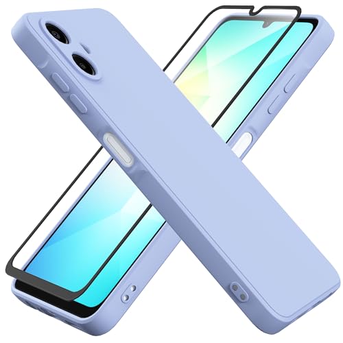 HHUIWIND Hülle Kompatibel mit Samsung Galaxy A06 4G (6,7 Zoll) mit 9D Schutzfolie,Handyhülle Liquid Silikon Weiche TPU Stoßfeste Case SchutzHülle - Violett von HHUIWIND