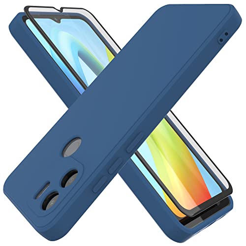 HHUIWIND Hülle Kompatibel mit Xiaomi Redmi A1+ (A1 Plus) mit 9D Schutzfolie,Handyhülle Liquid Silikon TPU Case für Xiaomi Redmi A1 Plus - Blau von HHUIWIND