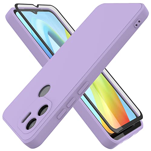 HHUIWIND Hülle Kompatibel mit Xiaomi Redmi A1+ (A1 Plus) mit 9D Schutzfolie,Handyhülle Liquid Silikon TPU Case für Xiaomi Redmi A1 Plus - Lila von HHUIWIND