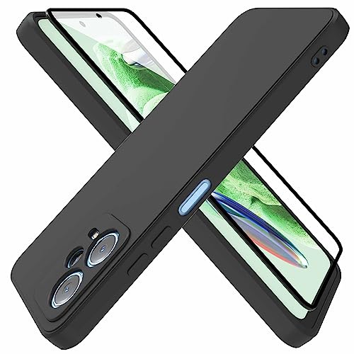 HHUIWIND Hülle Kompatibel mit Xiaomi Redmi Note 12 5G / Poco X5 mit 9D Schutzfolie,Handyhülle Liquid Silikon TPU Case für Xiaomi Redmi Note 12 5G / Poco X5 - schwarz von HHUIWIND