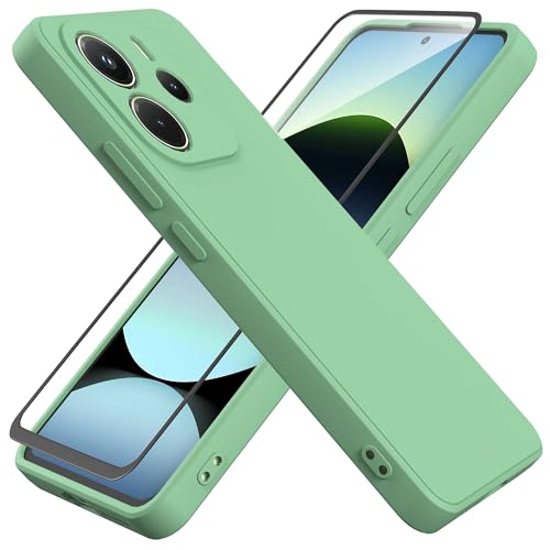 HHUIWIND Hülle Kompatibel mit Note 14 4G (6,67 Zoll) mit 9D Schutzfolie,Handyhülle Liquid Silikon Weiche TPU Stoßfeste Case SchutzHülle - Grün von HHUIWIND
