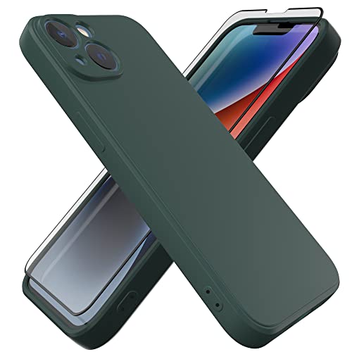 HHUIWIND Hülle Kompatibel mit iPhone 14 Plus 6.7 Zoll mit 9D Schutzfolie,Handyhülle Liquid Silikon TPU Case für iPhone 14 Plus 6.7 Zoll - Dunkelgrün von HHUIWIND