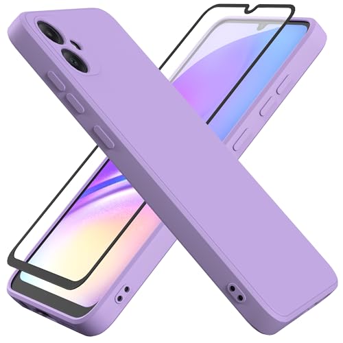 HHUIWIND Hülle für Kompatibel mit Samsung Galaxy A05 6,7 Zoll mit 9D Schutzfolie,Handyhülle Liquid Silikon TPU Case Schutzhülle für Samsung Galaxy A05 - Lila von HHUIWIND