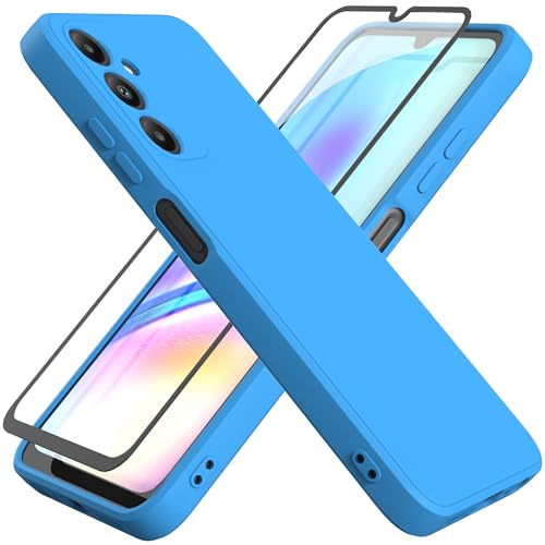 HHUIWIND Hülle für Kompatibel mit Samsung Galaxy A05s 6,7 Zoll mit 9D Schutzfolie,Handyhülle Liquid Silikon TPU Case Schutzhülle für Samsung Galaxy A05s - Blau von HHUIWIND