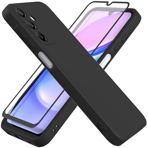 HHUIWIND Hülle für Kompatibel mit Samsung Galaxy A15 4G / 5G 6,5 Zoll mit 9D Schutzfolie,Handyhülle Liquid Silikon TPU Case Schutzhülle für Samsung Galaxy A15 4G / 5G - schwarz von HHUIWIND